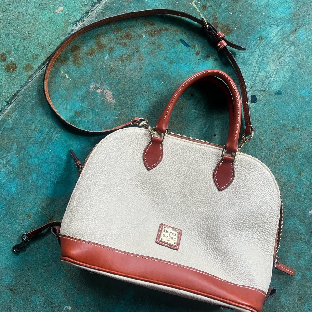 Dooney & Bourke White and Brown Structured Satchel